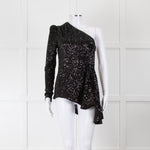 Rebecca Vallance Black Sequin One Shoulder Top
