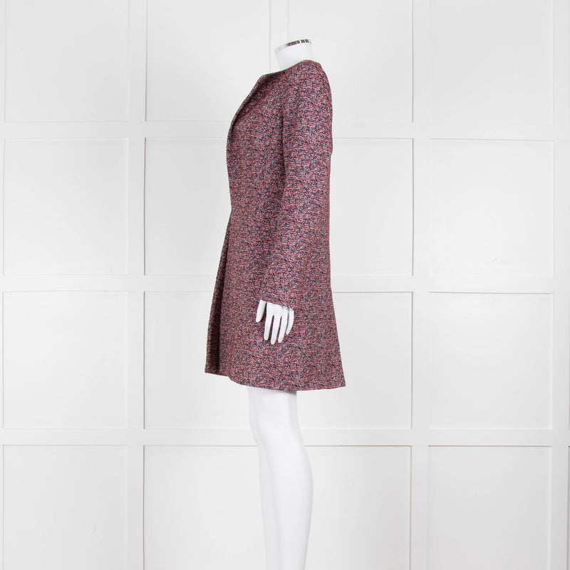 Helen Berman Red, Blue and White Boucle Long Line Jacket