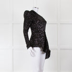 Rebecca Vallance Black Sequin One Shoulder Top