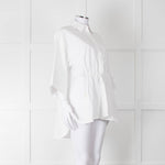 Max Mara White Cotton Draw String Detail Oversized Shirt