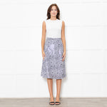 Olivia Rubin Black and White Sequin Leopard Midi Skirt