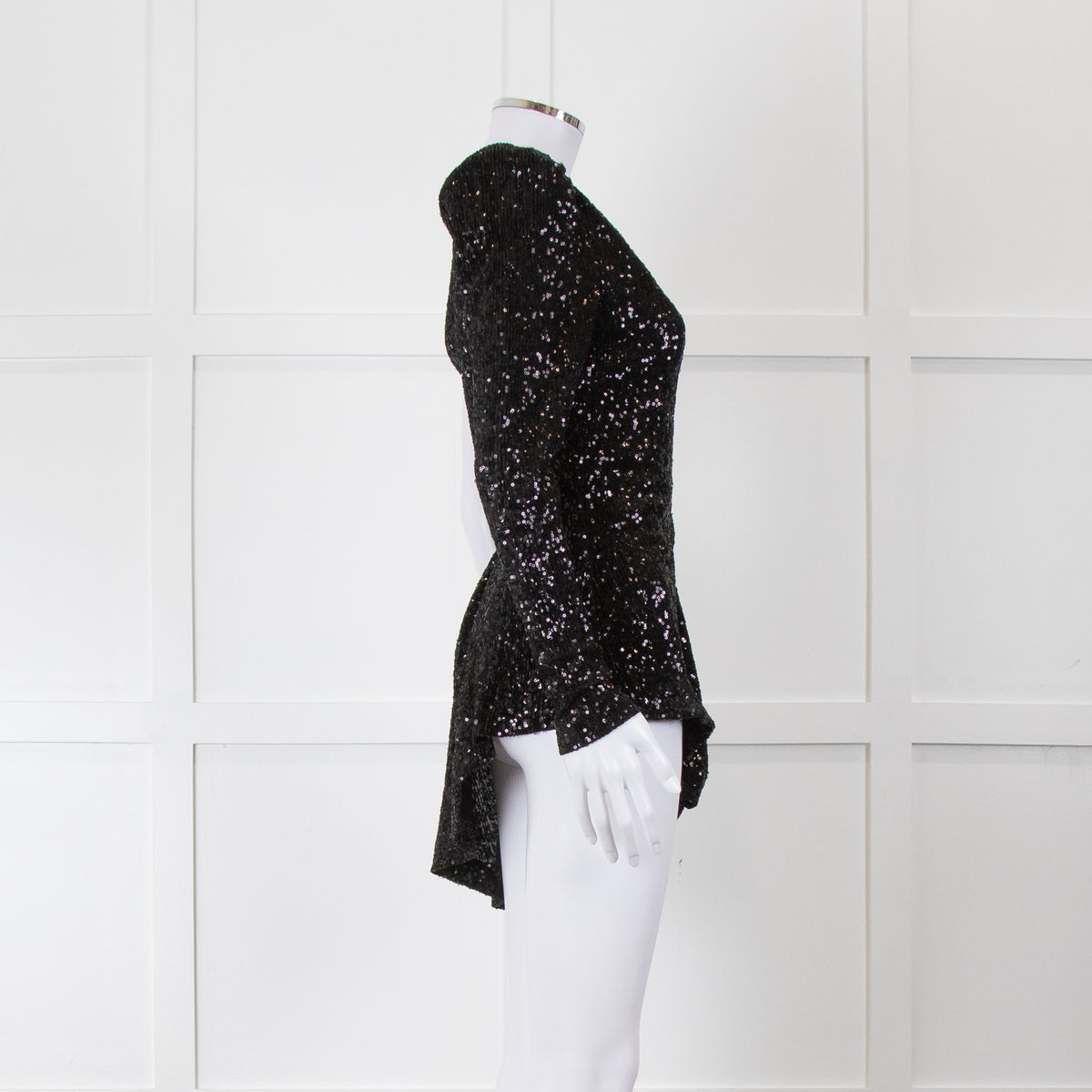 Rebecca Vallance Black Sequin One Shoulder Top