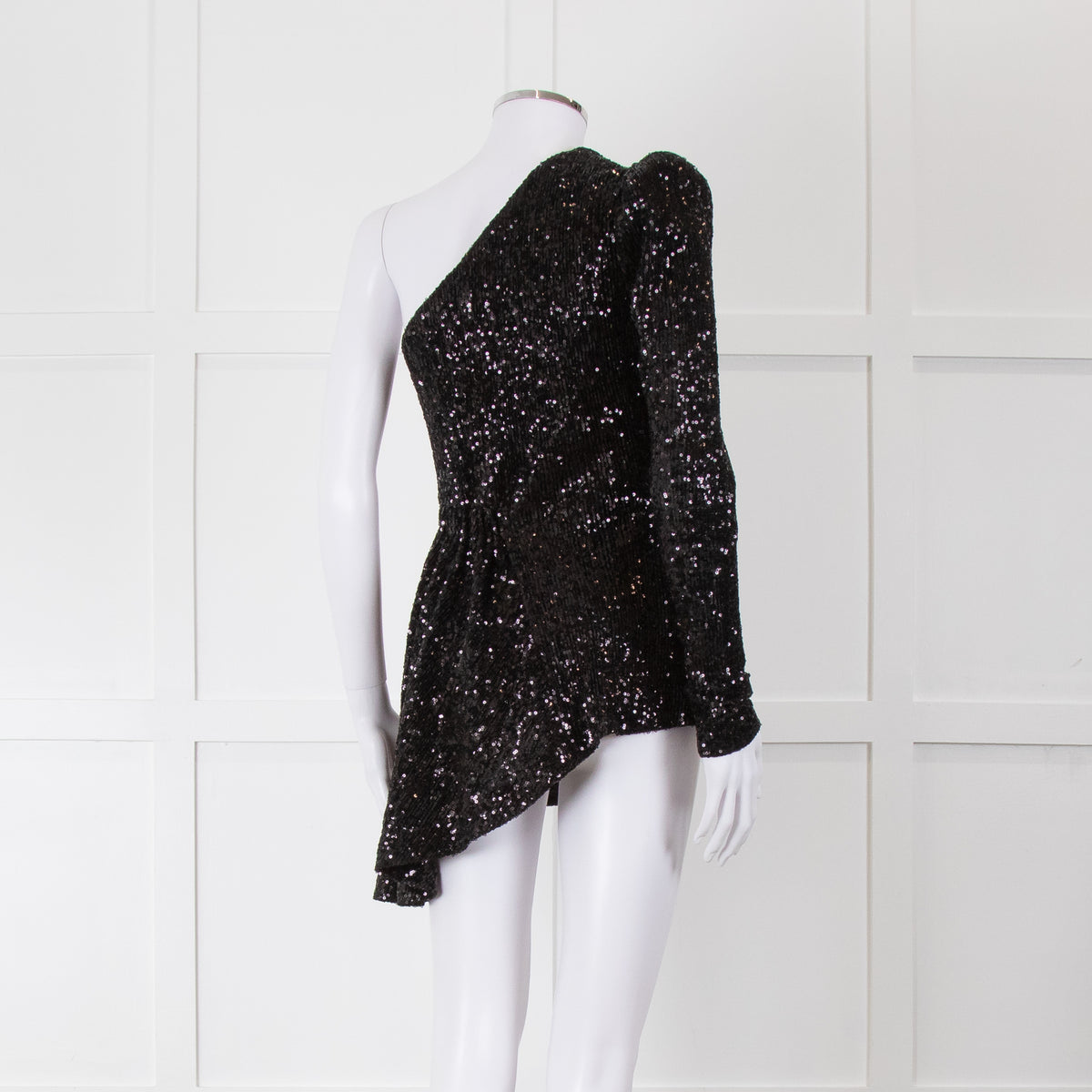 Rebecca Vallance Black Sequin One Shoulder Top