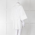 Max Mara White Cotton Draw String Detail Oversized Shirt