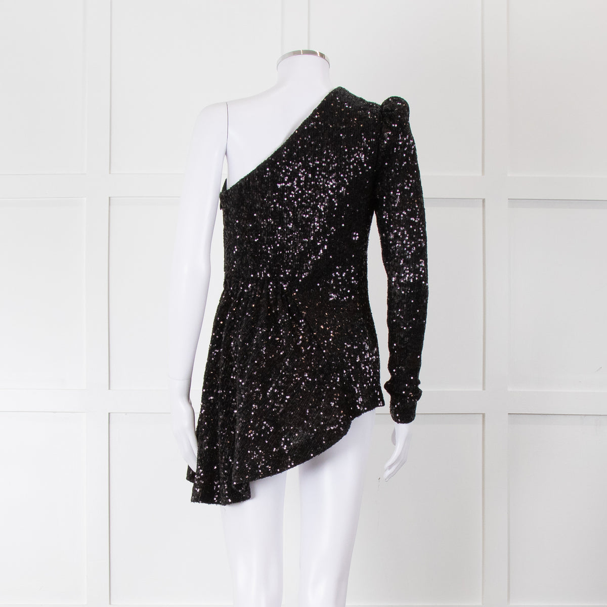 Rebecca Vallance Black Sequin One Shoulder Top