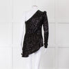 Rebecca Vallance Black Sequin One Shoulder Top