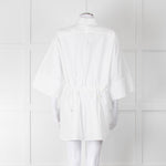 Max Mara White Cotton Draw String Detail Oversized Shirt