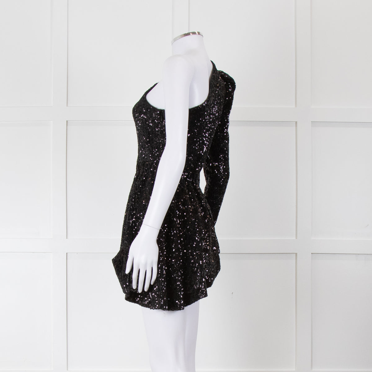 Rebecca Vallance Black Sequin One Shoulder Top