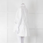 Max Mara White Cotton Draw String Detail Oversized Shirt