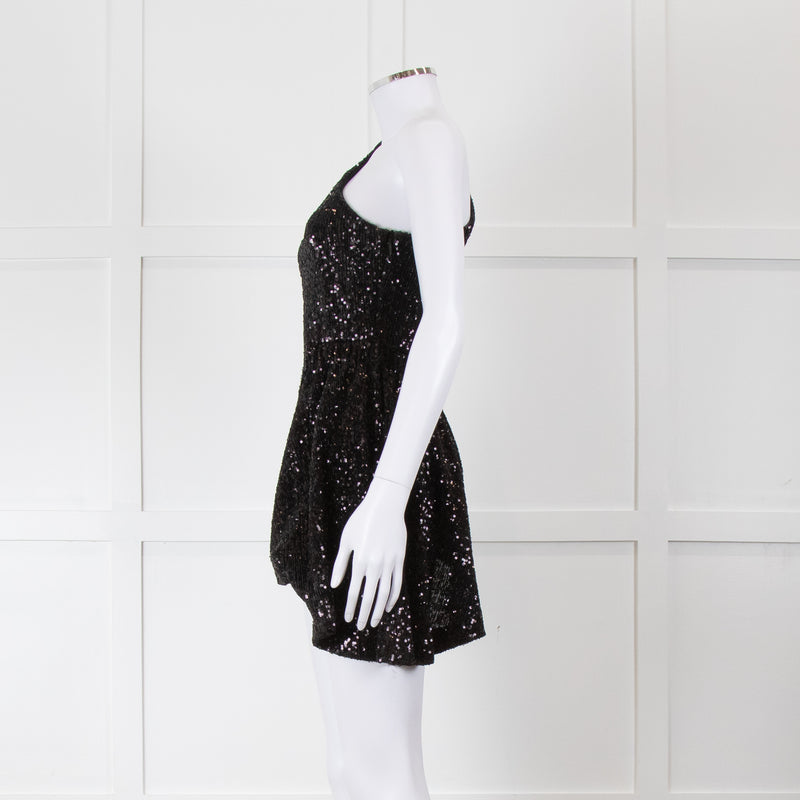 Rebecca Vallance Black Sequin One Shoulder Top