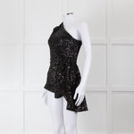Rebecca Vallance Black Sequin One Shoulder Top