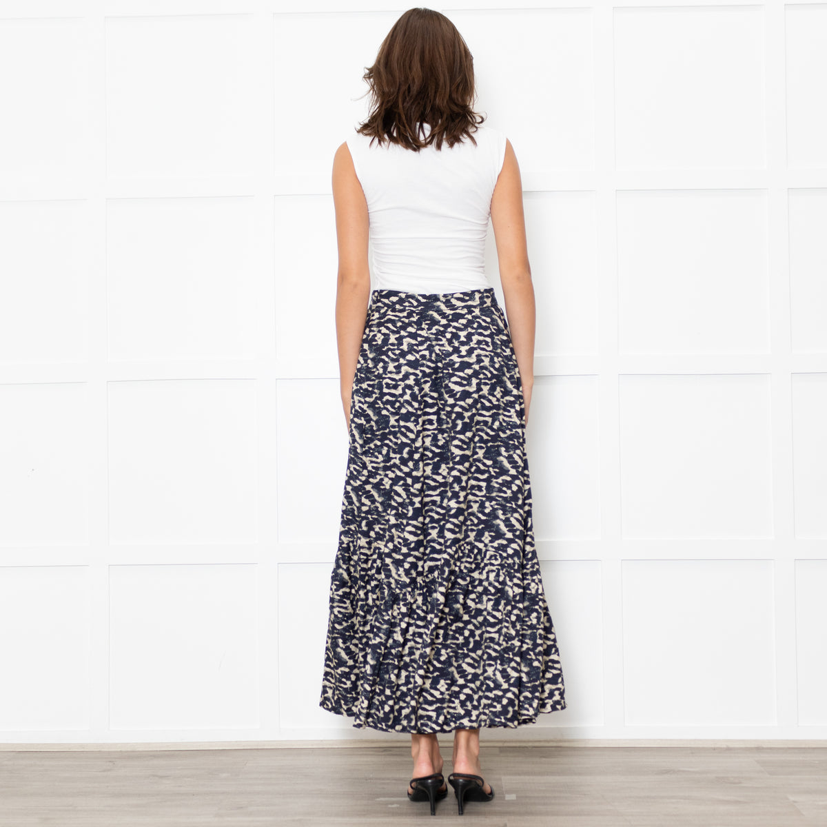 BA&SH Blue And Cream Pattern Maxi Skirt