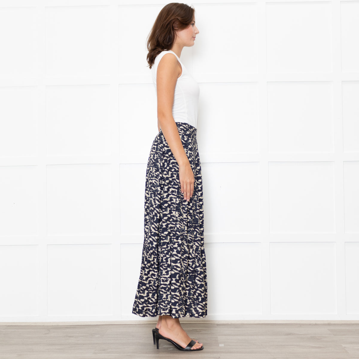 BA&SH Blue And Cream Pattern Maxi Skirt
