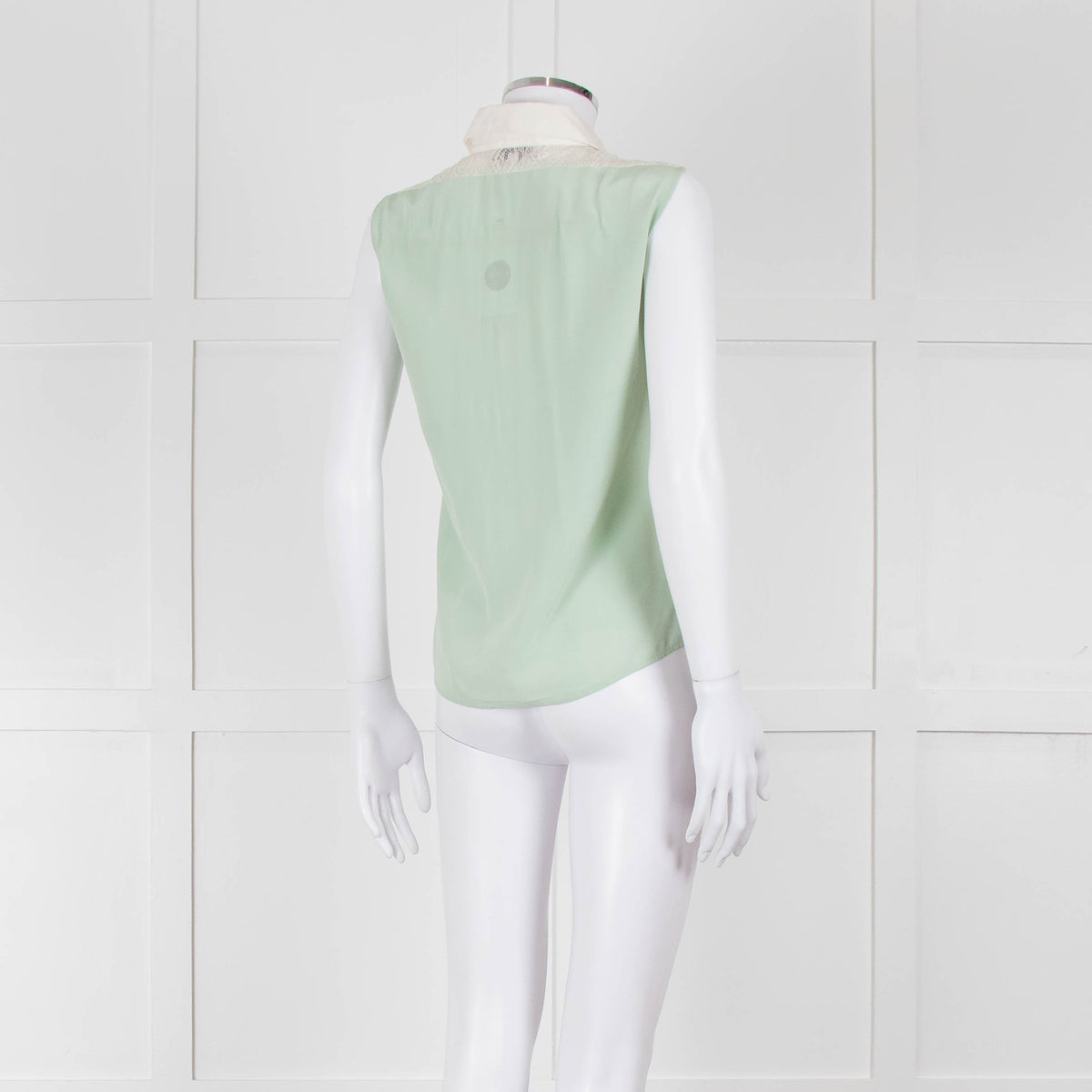 Sandro Green Lace Insert Sleeveless Blouse