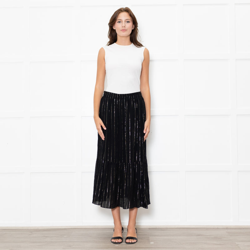 BA&SH Black Skirt With Gold Thread