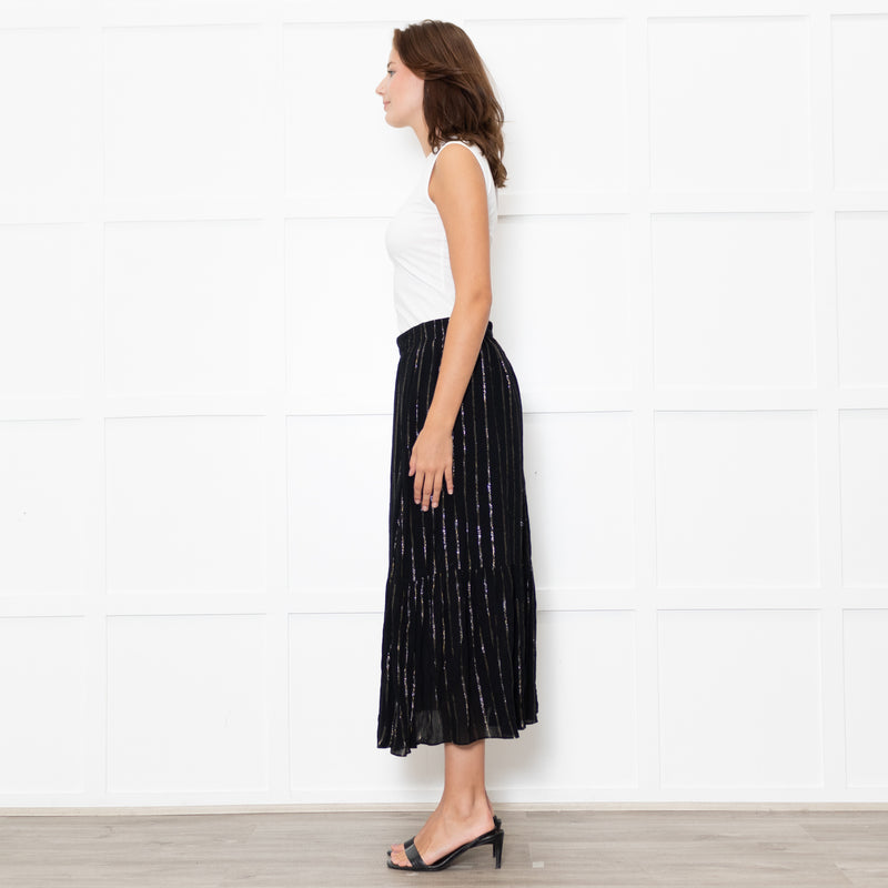 BA&SH Black Skirt With Gold Thread