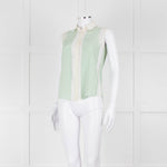Sandro Green Lace Insert Sleeveless Blouse