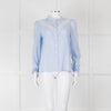 Me + Em Blue Cotton Blouse with Anglaise Inserts