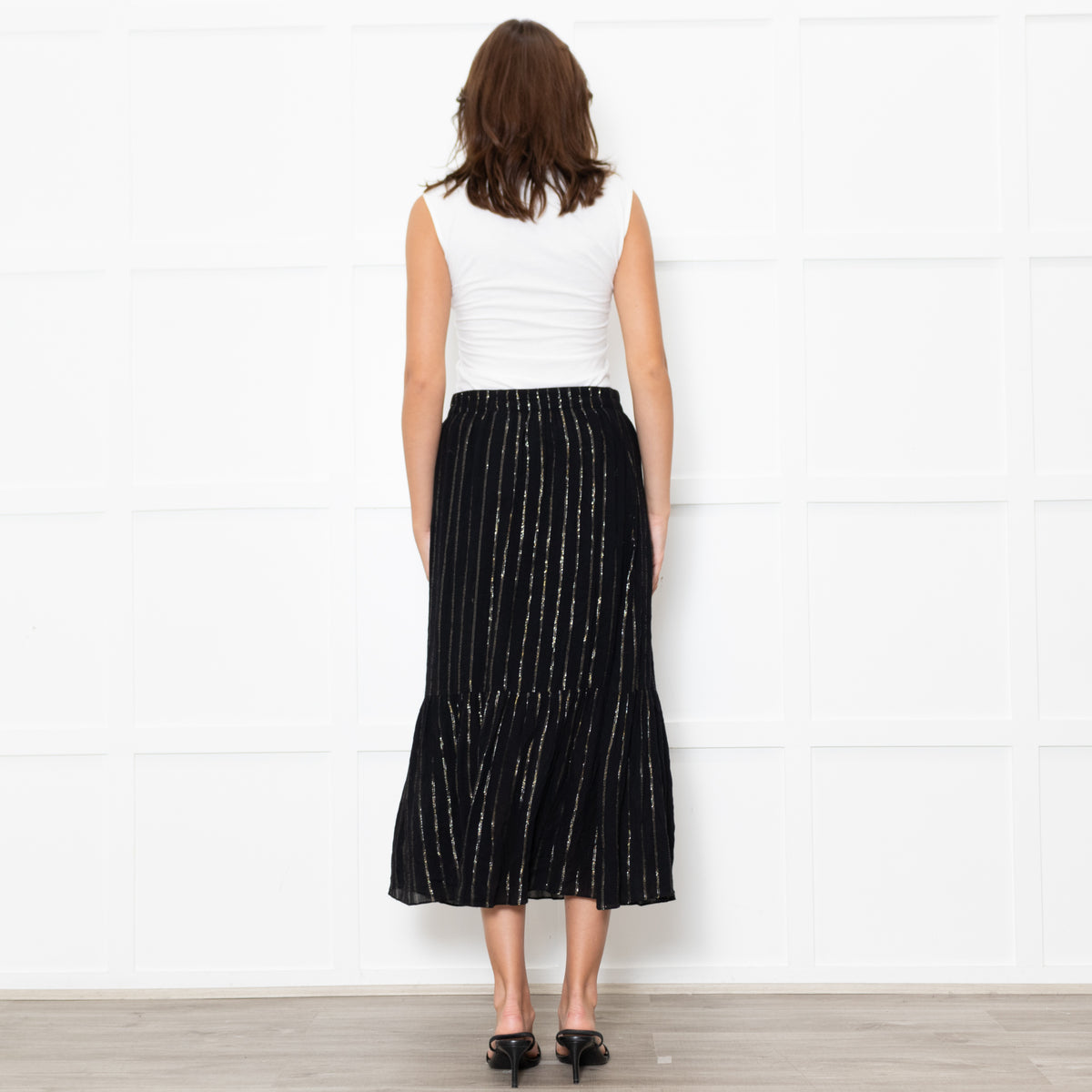 BA&SH Black Skirt With Gold Thread