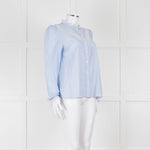 Me + Em Blue Cotton Blouse with Anglaise Inserts