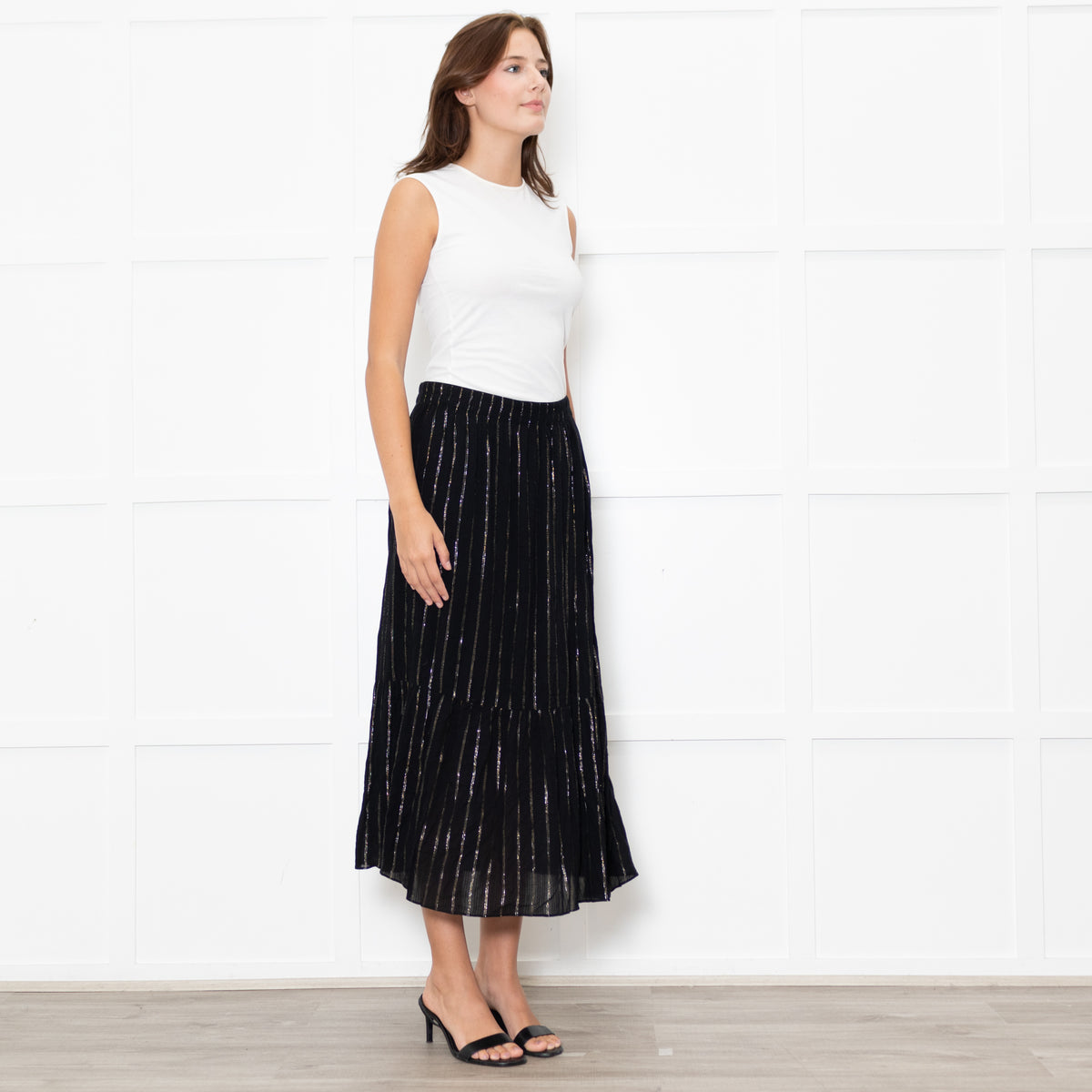 BA&SH Black Skirt With Gold Thread
