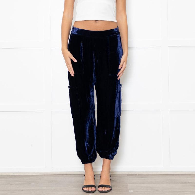 NRBY Blue Velvet Cuffed Joggers