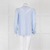 Me + Em Blue Cotton Blouse with Anglaise Inserts