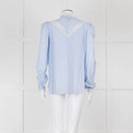 Me + Em Blue Cotton Blouse with Anglaise Inserts