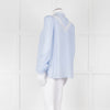 Me + Em Blue Cotton Blouse with Anglaise Inserts