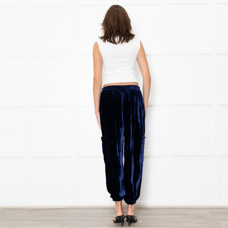 NRBY Blue Velvet Cuffed Joggers