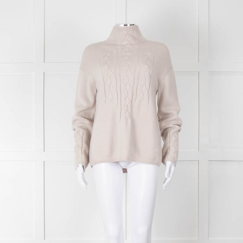 S Max Mara Light Grey Cable Cashmere Blend Sweater