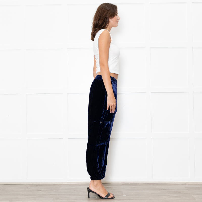 NRBY Blue Velvet Cuffed Joggers