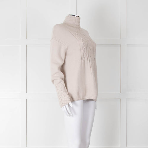 S Max Mara Light Grey Cable Cashmere Blend Sweater