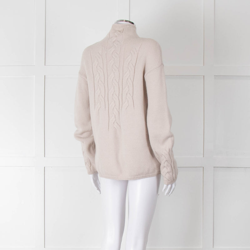S Max Mara Light Grey Cable Cashmere Blend Sweater