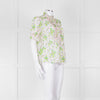 Me + Em Pink, Green & Grey Floral Silk Mix Short Sleeve Frill Top