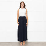 Me + Em Navy Wide Leg Trousers with Satin Side Stripe