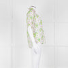 Me + Em Pink, Green & Grey Floral Silk Mix Short Sleeve Frill Top