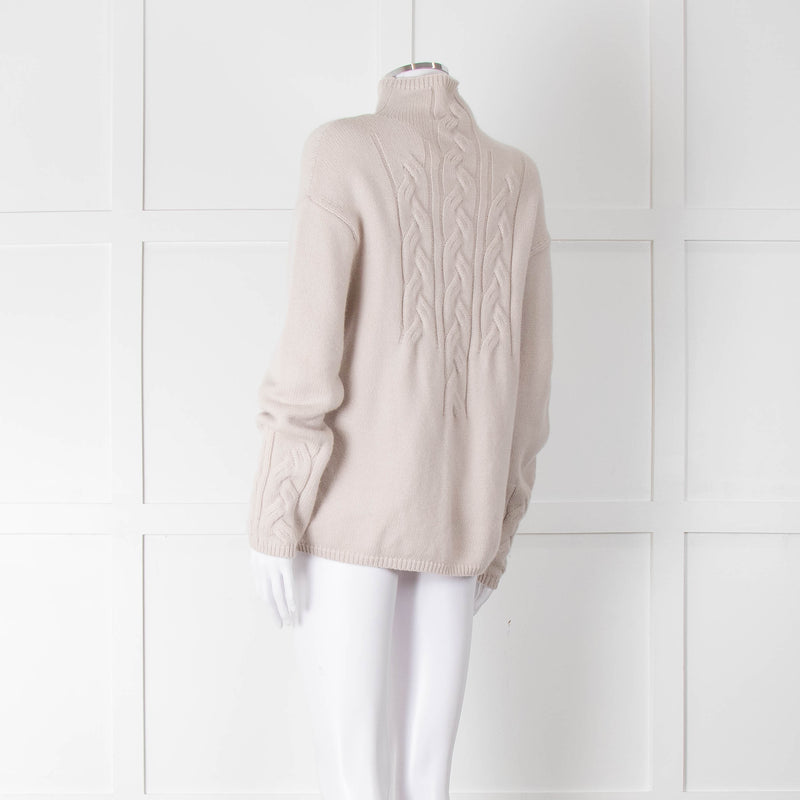 S Max Mara Light Grey Cable Cashmere Blend Sweater