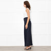 Me + Em Navy Wide Leg Trousers with Satin Side Stripe