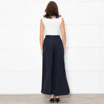 Me + Em Navy Wide Leg Trousers with Satin Side Stripe