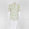 Me + Em Pink, Green & Grey Floral Silk Mix Short Sleeve Frill Top