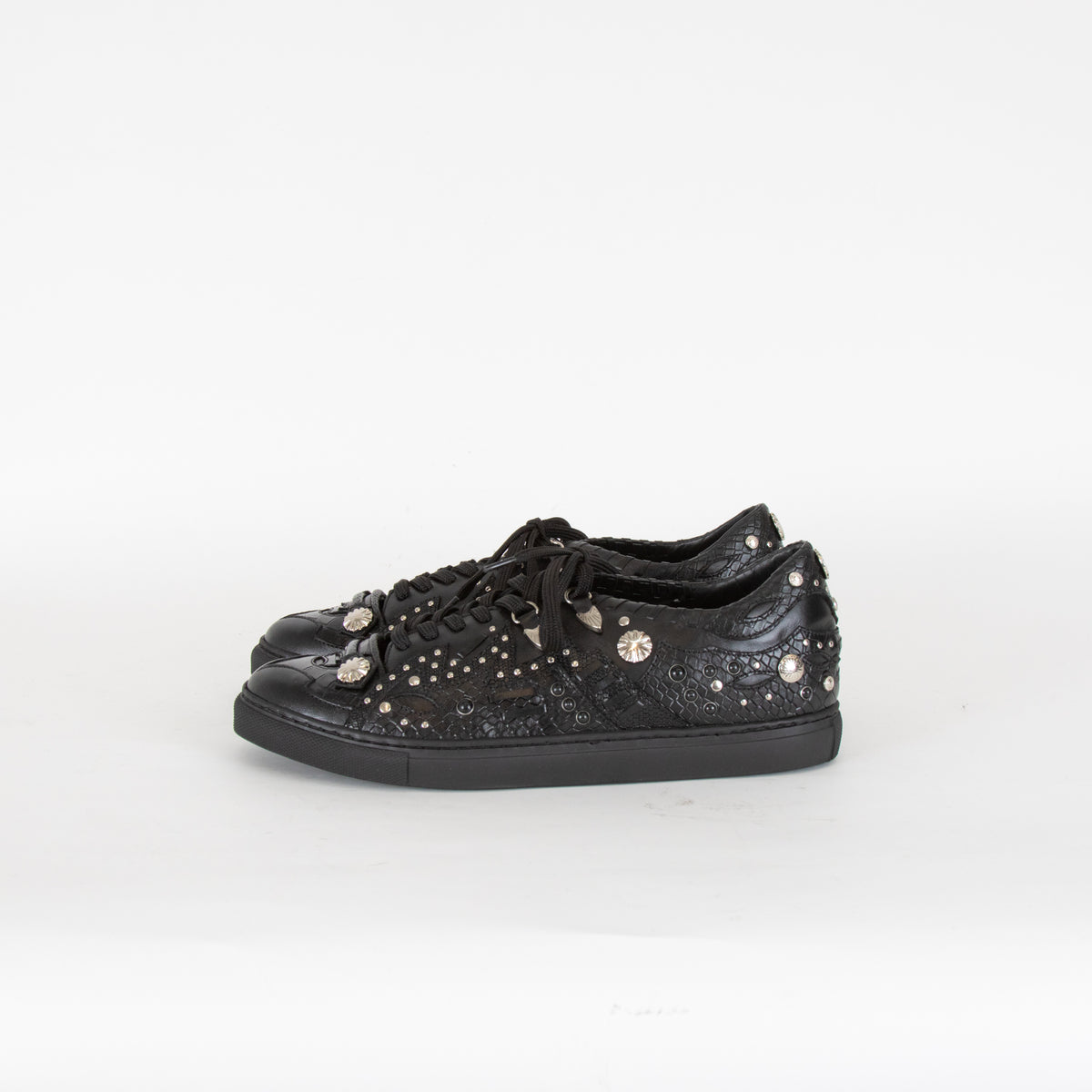 Toga Pulla Black Sneaker With Silver Studs
