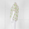 Me + Em Pink, Green & Grey Floral Silk Mix Short Sleeve Frill Top