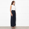 Me + Em Navy Wide Leg Trousers with Satin Side Stripe
