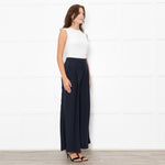 Me + Em Navy Wide Leg Trousers with Satin Side Stripe