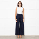 Me + Em Navy Wide Leg Soft Cotton Trousers