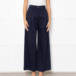 Me + Em Navy Wide Leg Soft Cotton Trousers