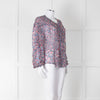 Isabel Marant Blue Pink Silk Ditzy Flower Print Blouse
