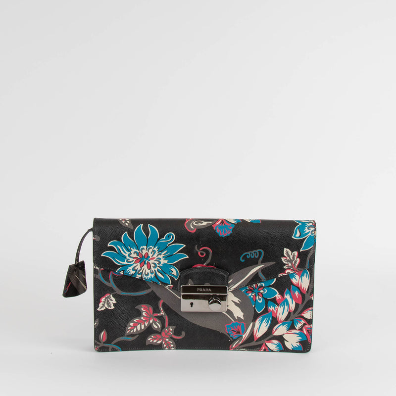 Prada Saffiano Vine Mottif Clutch Bag