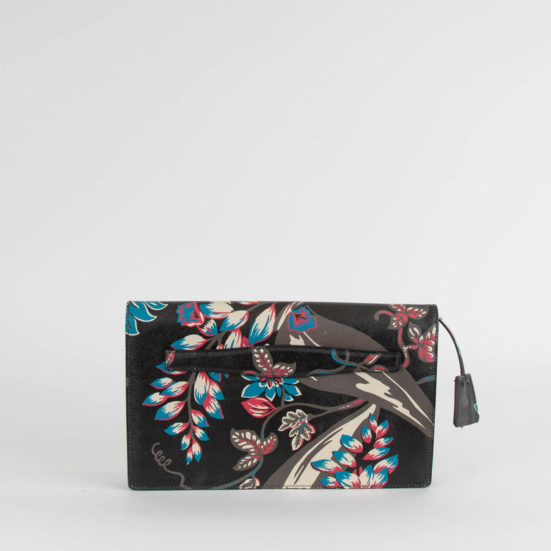 Prada Saffiano Vine Mottif Clutch Bag